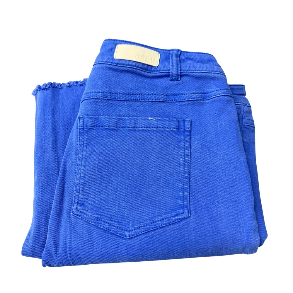Ecru Jeans Womens 27 (30x25 ACTUAL) La Cienega Straight Leg Crop Blue Coastal